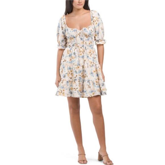 Liberty Lane Ivory Multicolor Floral Juniors Skater Dress Sz Xxl NWT - Picture 1 of 6